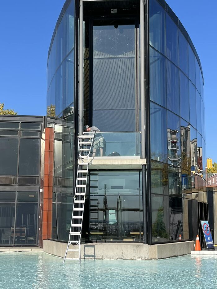 This Building In Burlington, Ontario Has A Balcony But No Door To Access It To Clean It