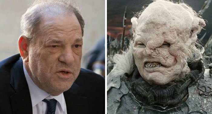The Four Hobbit Actors From Lord Of The Rings (2003) All Confirmed On Podcasts That An Orc Leader's Look Was Based On Harvey Weinstein, After He Wanted Miramax To Cut The Trilogy Down To One Film (And All That Other Stuff) Before A Deal Was Made And New Line Cinema Rescued The Epic Saga