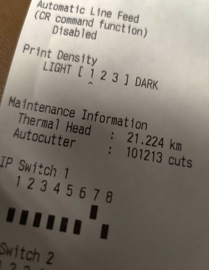 One Of My Receipt Printers At Work Has Printed 21km Of Receipts