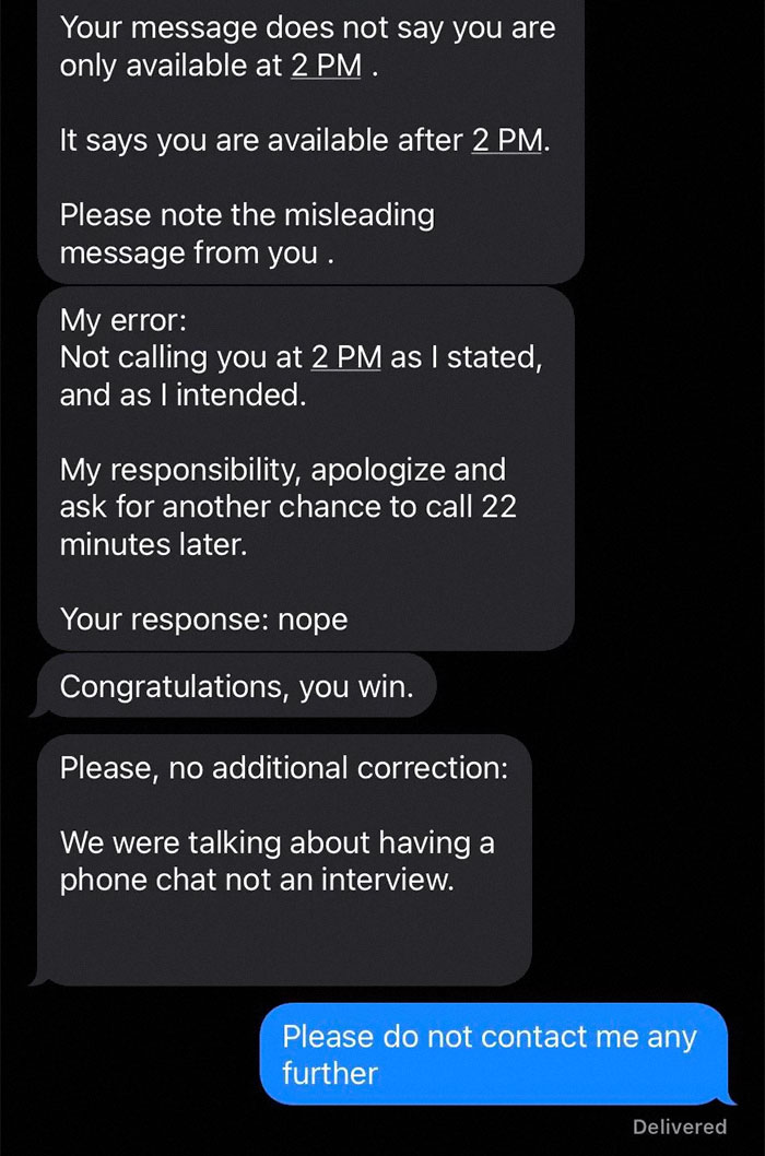 Woman Refuses To Speak With An Interviewer After He Missed Two Scheduled Calls, Shares Unhinged Texts That Followed Woman Refuses To Speak With An Interviewer After He Missed Two Scheduled Calls, Shares Unhinged Texts That Followed