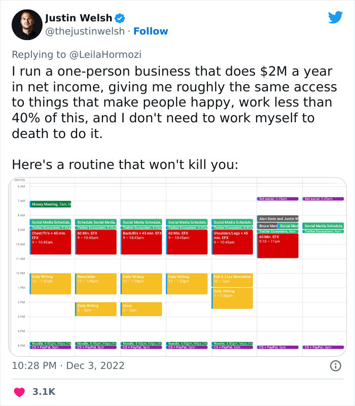 Multimillionaire Woman Shares Her Calendar On Twitter, It Massively Backfires When People Start Savagely Roasting Her