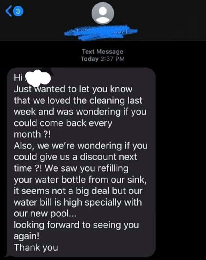 She Wants A Discount In Exchange For A Bottle Of Water (Tap Water, That Is)