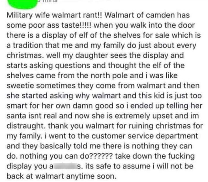 Thank You For Your Service, Military Wife. Sorry We Ruined Christmas. -Walmart