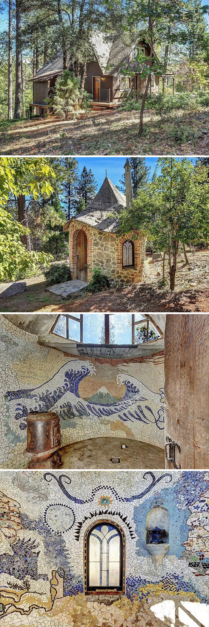 Por favor, disfrutad de esta cabaña en el bosque de California con su casa de baño independiente. Todo decorado perfectamente con mosaico