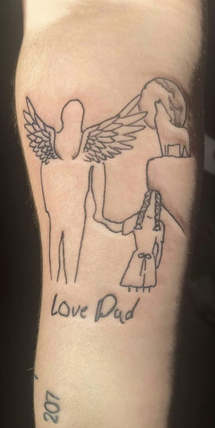 I Understand It’s For Her Dad Which Explains The Handwriting But The Line Work…