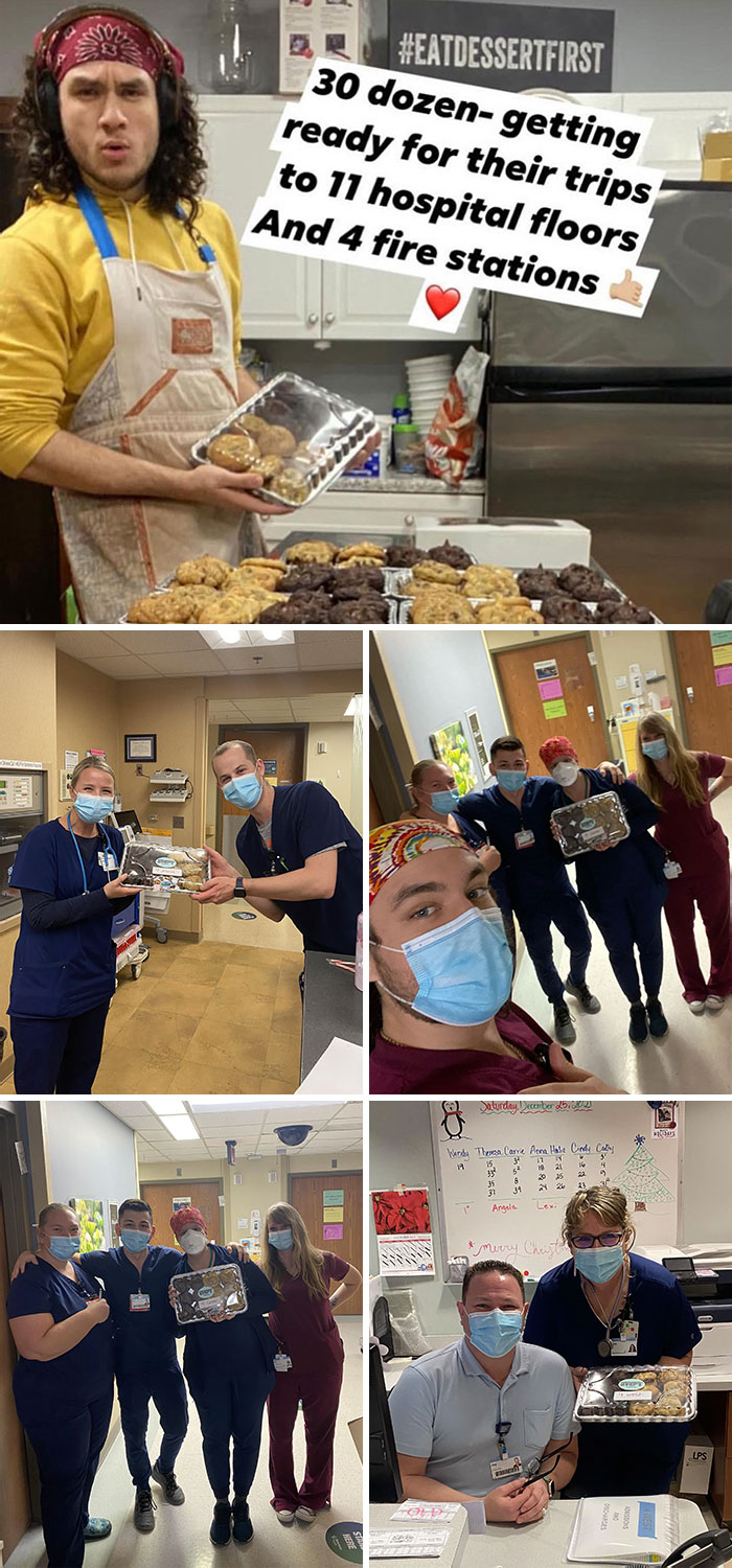 Delivered 30 Dozen Cookies To Hospital Workers And Fire Stations On Christmas Day