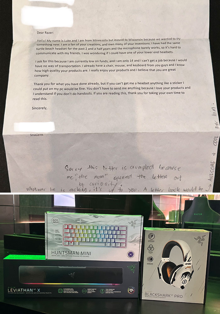 Wholesome 14-Year-Old Wrote A Letter To My Store Asking For Headphones For Christmas. I Found It Cute So Got Him Some Headphones And A Little Extra