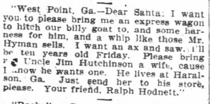 Uncle Jim Must Have Had An Interesting Christmas. (Atlanta Constitution 1905)