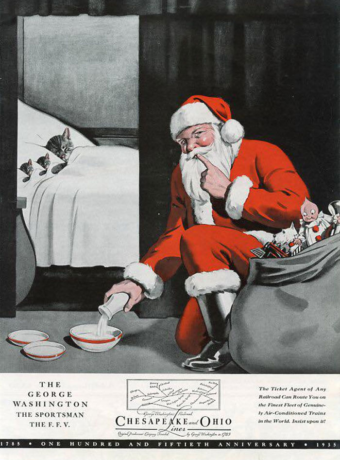 Today’s Vintage Ad With Unexpected Cats. It’s A Chessie Christmas!