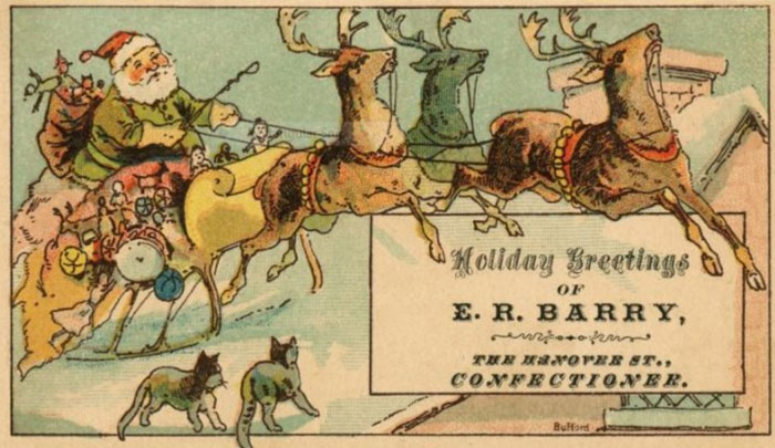 Today's Vintage Ad With Unexpected Cats. And Santa's Scaring Them. Nice