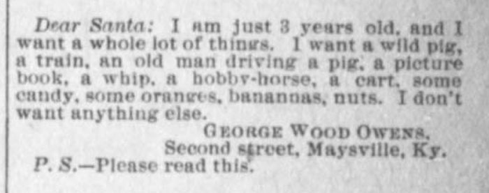 You Don't Want To Know What George Has Planned For The Christmas Party. (Maysville Public Ledger 1893)