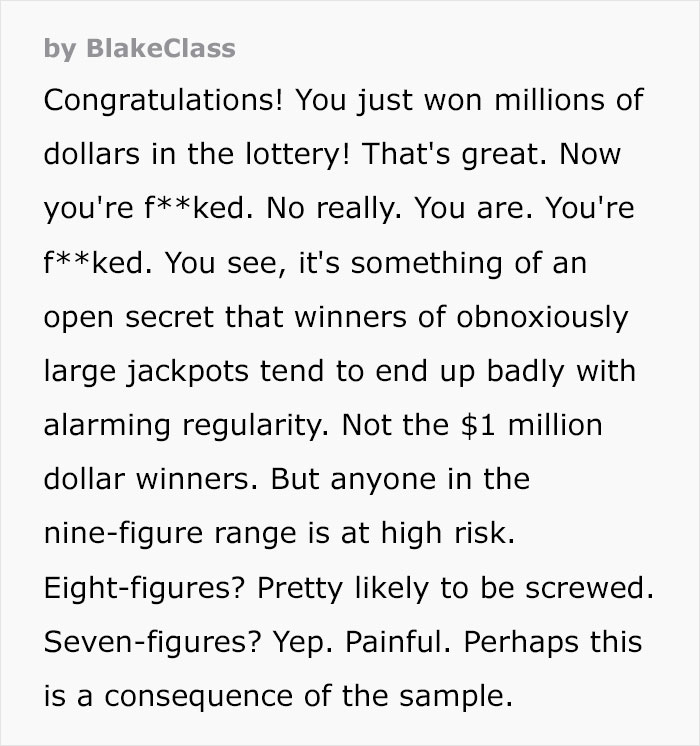 The Dark Side Of Winning The Lottery: Person Shares Examples Of How Winning Big Can Ruin Your Life
