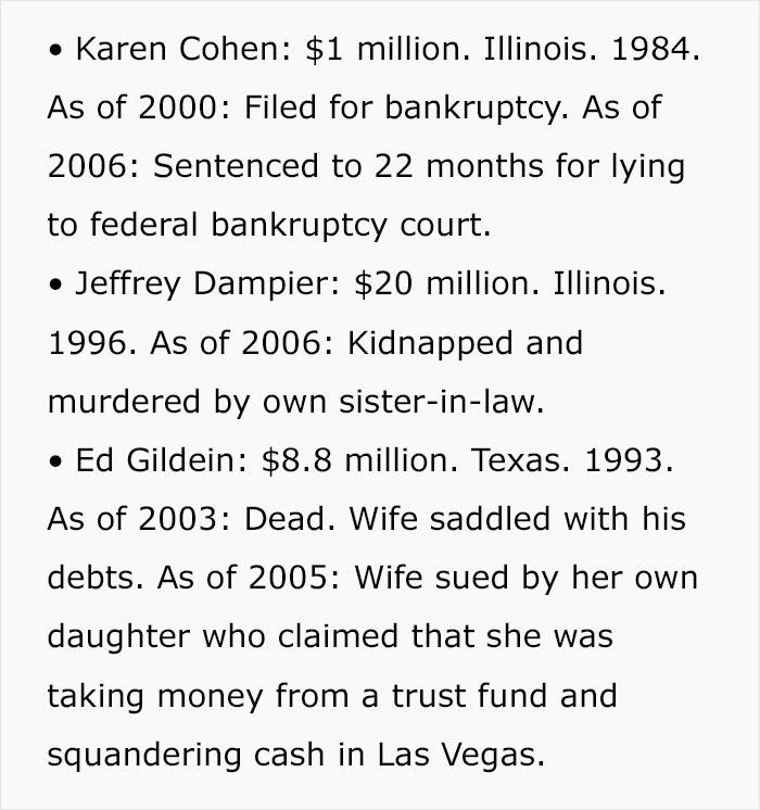 The Dark Side Of Winning The Lottery: Person Shares Examples Of How Winning Big Can Ruin Your Life The Dark Side Of Winning The Lottery: Person Shares Examples Of How Winning Big Can Ruin Your Life