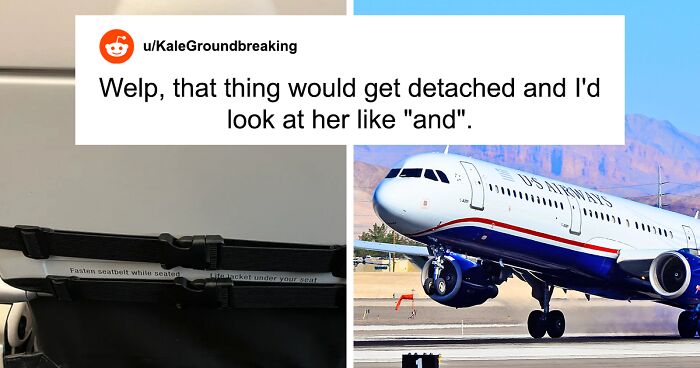 Plane Passenger Annoyed After Learning They Can’t Use Their Tray Table Because A Woman Put A Seat Attachment Over It