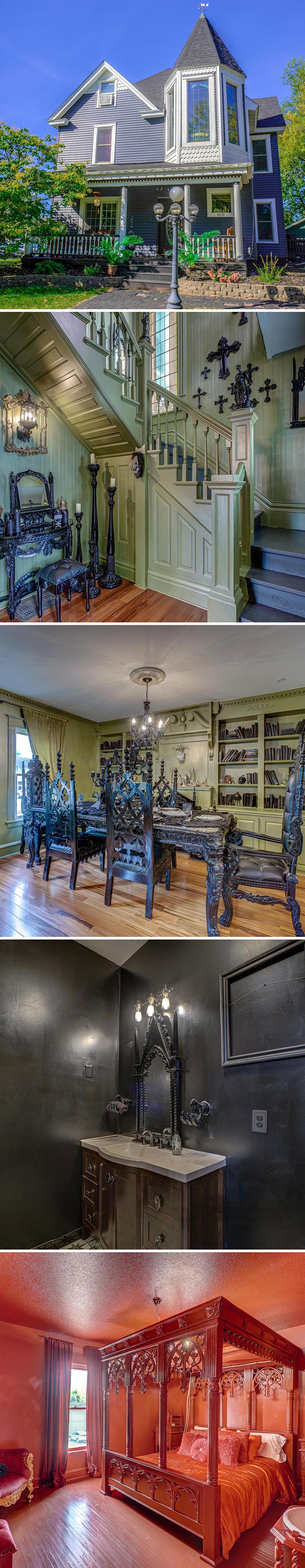 This Home Is The Goth Castle Of Your Dreams. It Has Goth Everything Including A Goth Living Room, Goth Dining Room With Goth Library, Even A Special Blood Red Bedroom. Currently Listed For $1.1 Million In Hudson, Wi. 7 Bd, 5 Ba. 5,611 Sq Ft