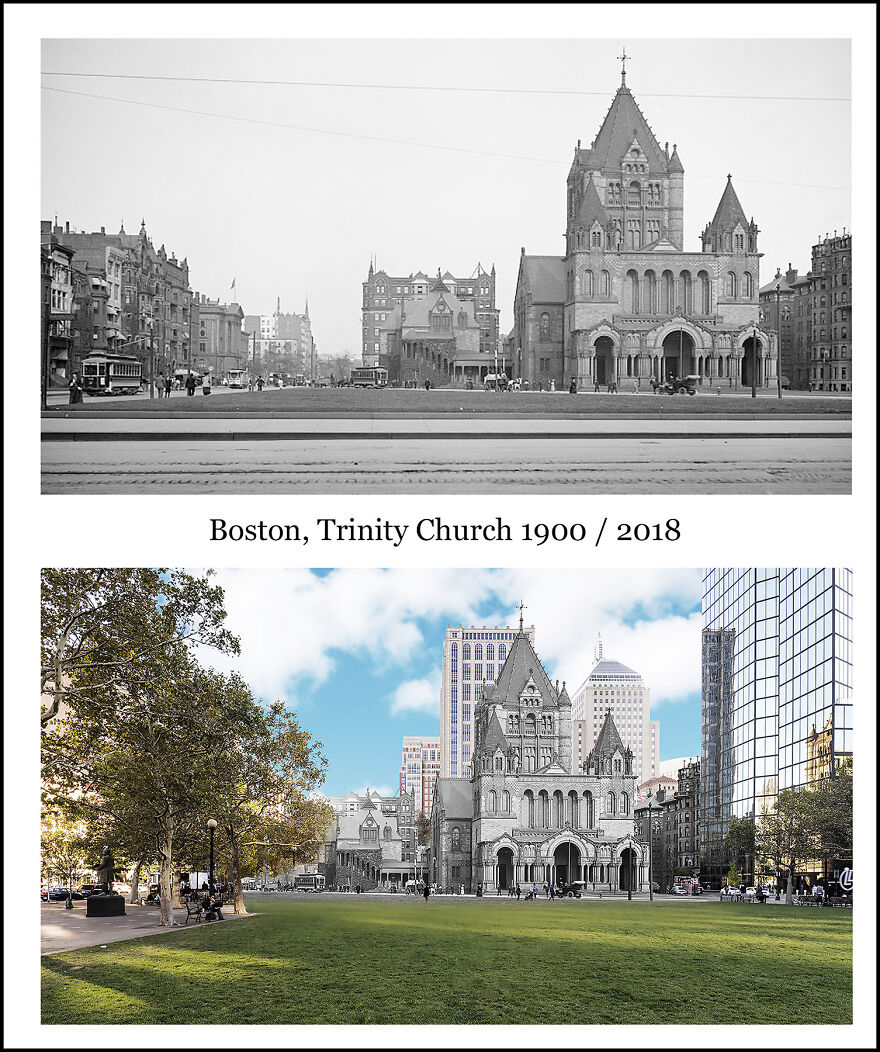 Boston, Trinity Church 1900 / 2018