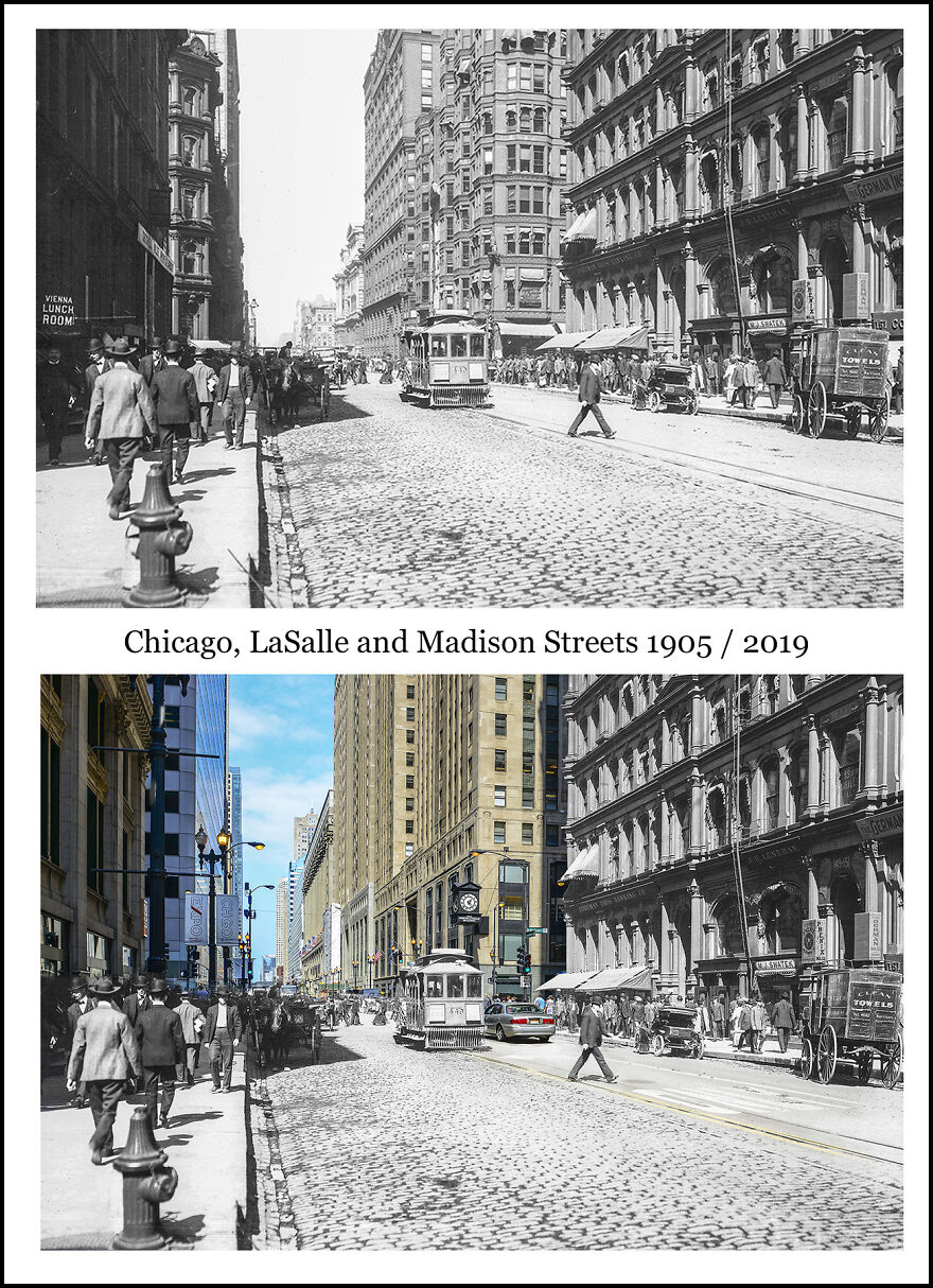 Chicago, Lasalle And Madison Streets 1905 / 2019