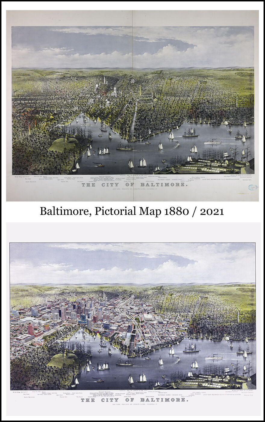 Baltimore, Pictorial Map 1880 / 2021