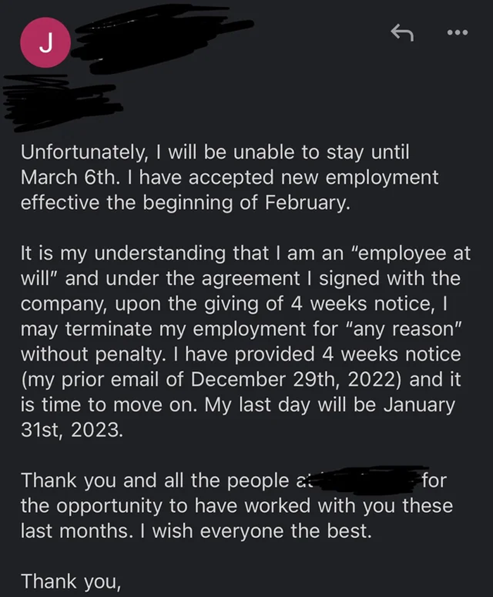 The boss tried to refuse to accept an employee's resignation, the employee shared the ridiculous messages online