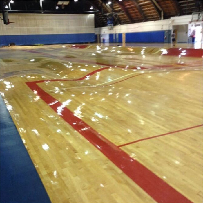 This Is What Happens To A Basketball Court When The Pipes Burst
