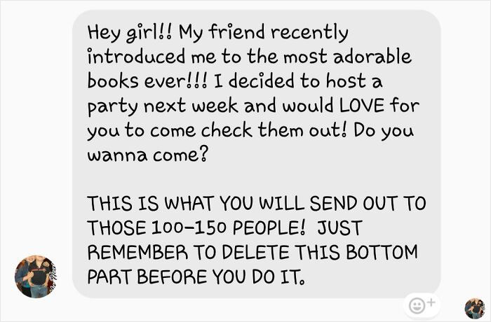 Is There An Mlm For Books? I've Known Her Since Elementary School And She's Never Messaged Me Before...something Tells Me She's New At This