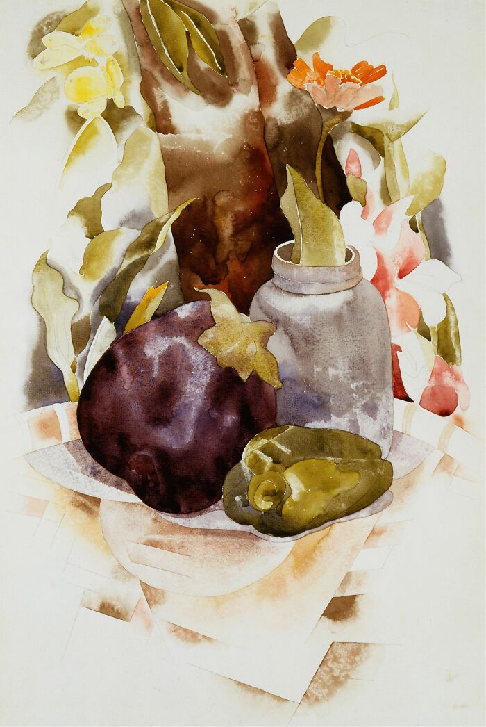 Eggplant And Green Pepper By Charles Demuth