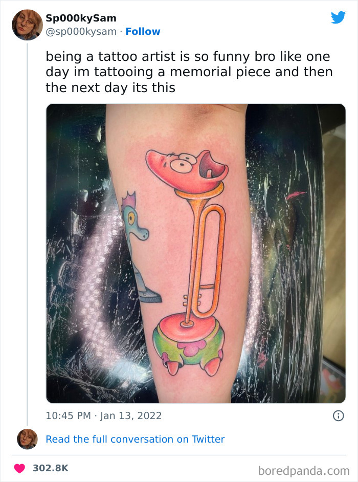 Funny Patrick Arm Tattoo