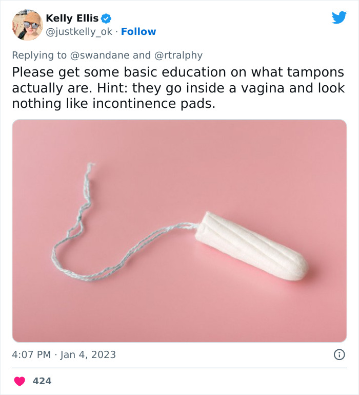 "I have now officially seen it all.": Criticized for an awkward tweet about Dan Swan. "Male tampons"