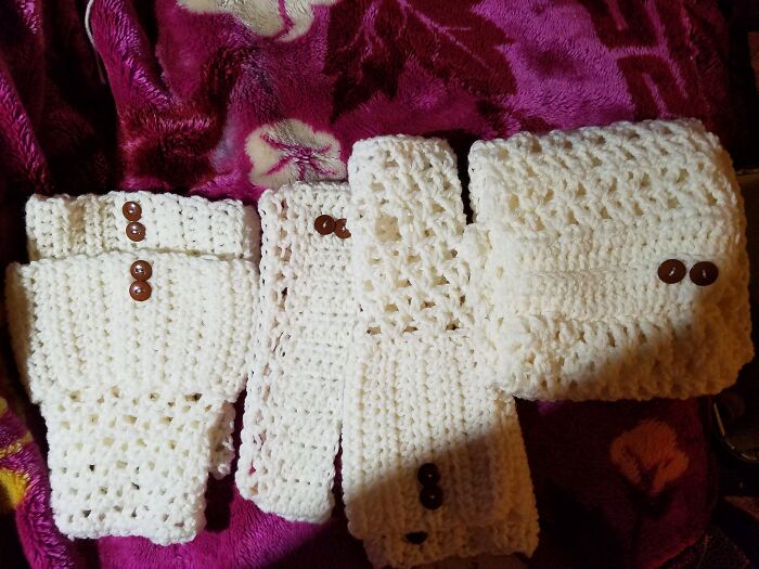 Boot Cuffs, Headband, Fingetless Gloves And Infinity Scarf