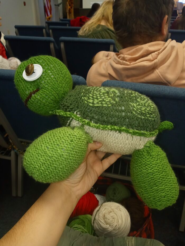 The Turtle I Made For A Friend. His Eyes Move. I Csnt Read A Pattern To Save My Life So This Came Straight Out Of My Head Lol