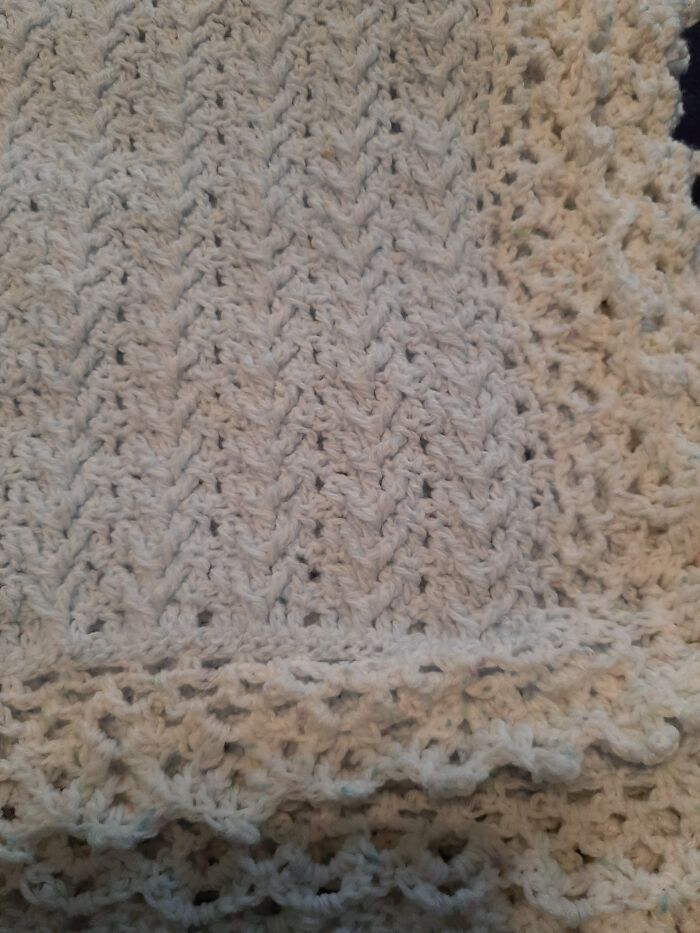 Apparently I Didn't Smooth It Out Before I Took The Picture. This Baby Blanket Is For My Newborn Grandsons Born January 2nd
