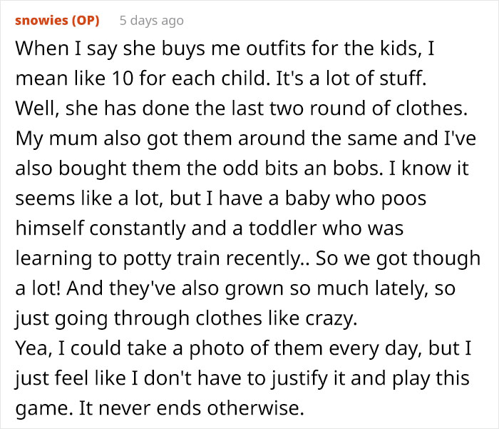 Mom Asks The Internet For Advice After Her MIL Starts Policing The Clothes She Gave Her Grandkids Mom Asks The Internet For Advice After Her MIL Starts Policing The Clothes She Gave Her Grandkids