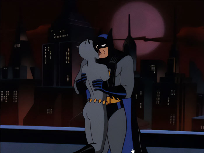 Selina Kyle and Bruce Wayne kissing from Batman: The Animated Series