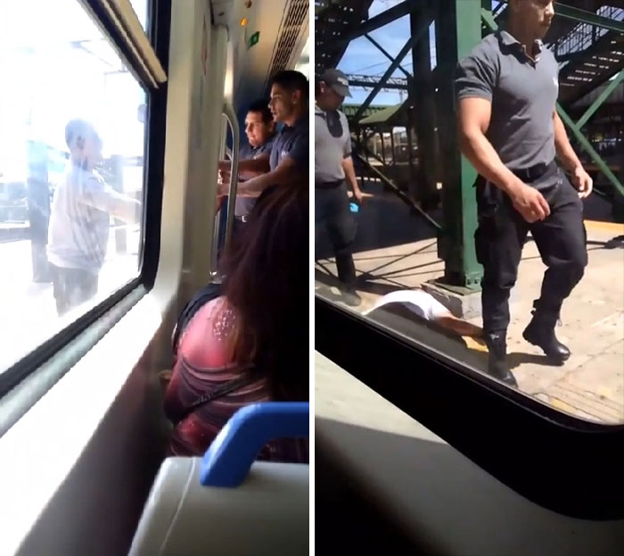 Guy Picks A Fight With Absolutely Juiced Train Security Guard