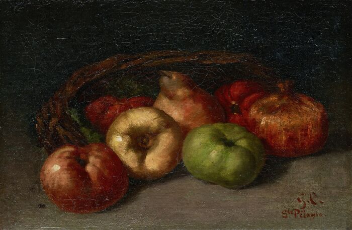 Still Life With Apples, Pear, And Pomegranates By Gustave Courbet