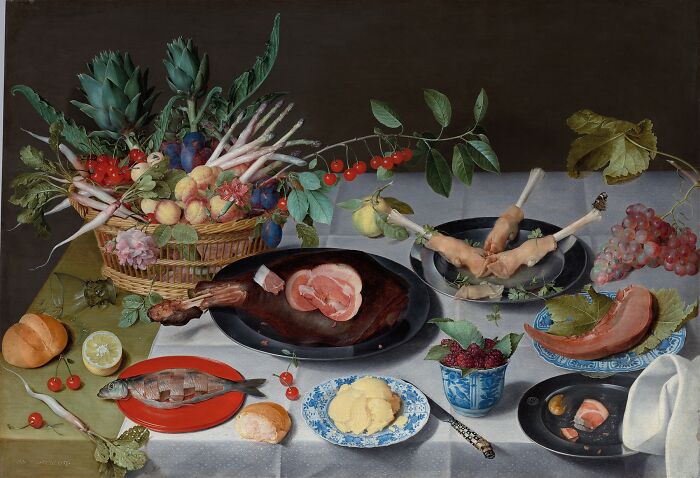 Still Life With Meat, Fish, Vegetables And Fruit By Jacob Van Hulsdonck