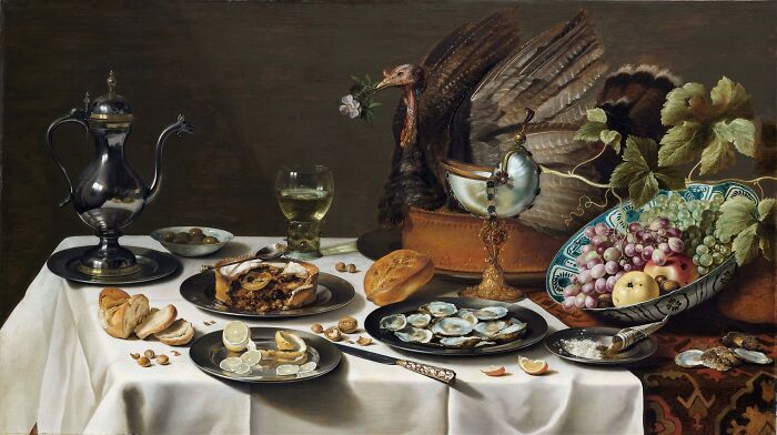 Still Life With A Turkey Pie By Pieter Claesz