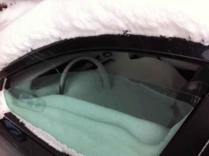 What Happens When You Forget To Roll Your Window Up Before A Snowstorm