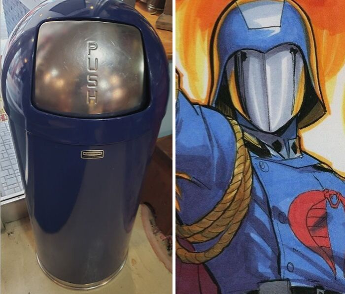 I Found This Trash Can And All I See Is Cobra Commander and a trash can looking similar 