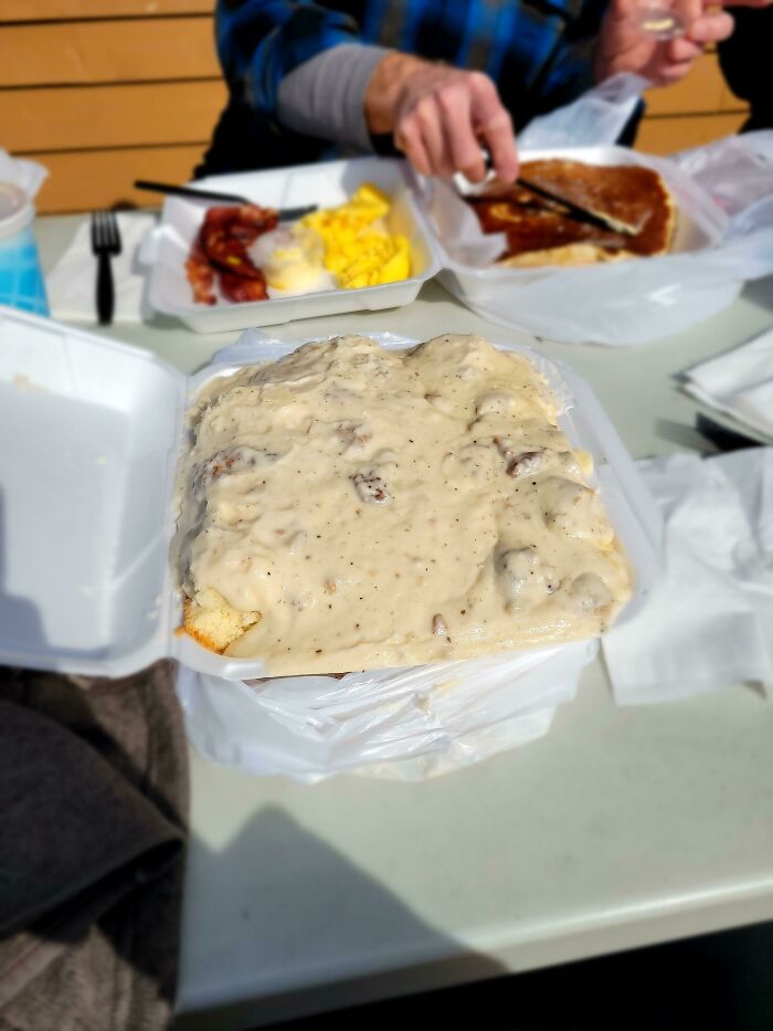 This Was My Order Of To-Go Biscuits And Gravy