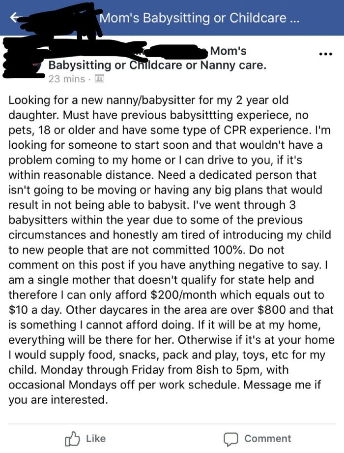 Mom Complains About Going Through Nannies Despite Offering $10 For 9-Hour Work