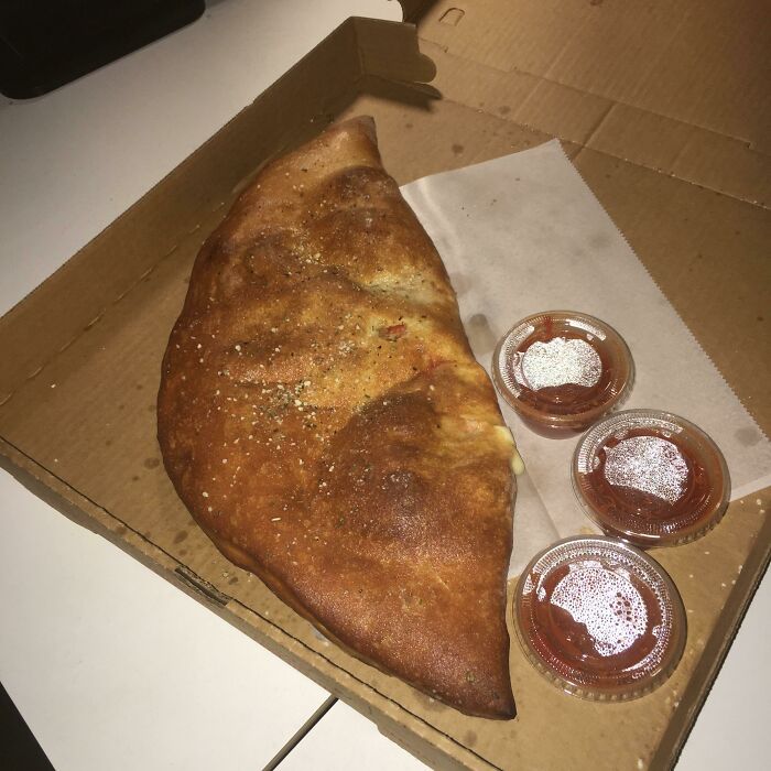 Coworker Ordered This Stromboli For $13. XL Pizza Box For Scale