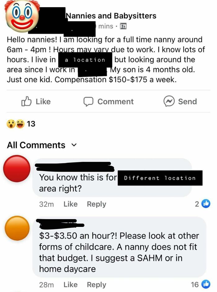 Choosing Beggar Looking For A Full-Time Nanny To Work On $3/Hour (And Not Even Remotely Close To Where She Lives)