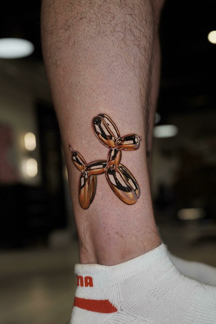Golden Balloon Dog Made By Me, Pony Lawson At My Shop Mayday! Tattoo Co In Chicago