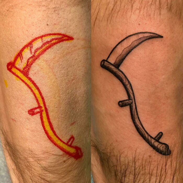Little Freehand Scythe I Put On My Buddy’s Forearm At My Shop Earlier This Week. Also, Can We Add Flair For Freehand Work?