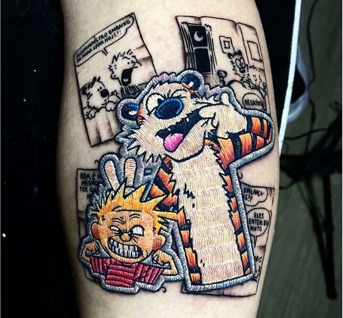 Calvin And Hobbes Embroidery Patch By Duda Lozano In Sao Paolo, Brazil