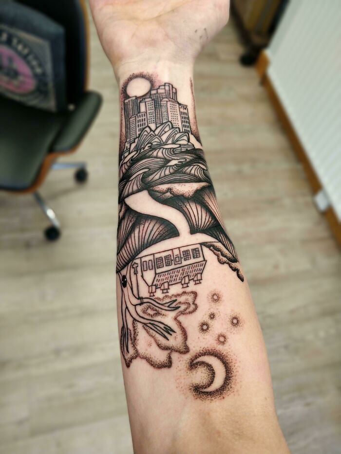 Moved From Sydney To Ireland When I Was 10. I'm 20 Now And Here's My First Tattoo. Done By Riion @ Jax Wolf, Belfast
