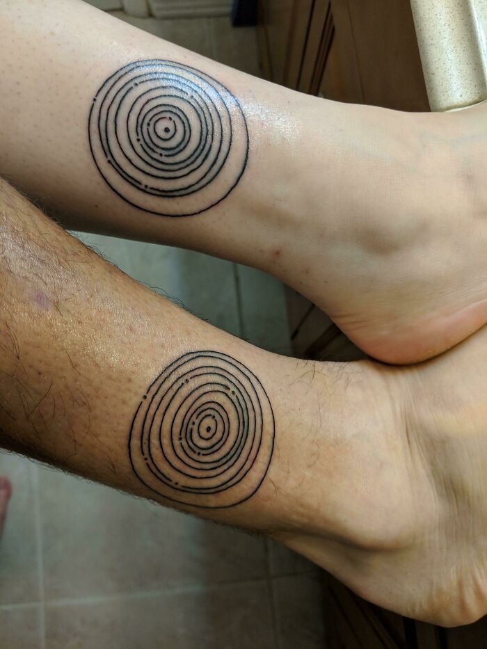 The Wife And I Got Tattoos Of A Diagram Depicting The Position Of The Planets As They Were The Exact Time We Were Married. Izic Woodall, Holy Grail Tattoo, Lakeland, Florida