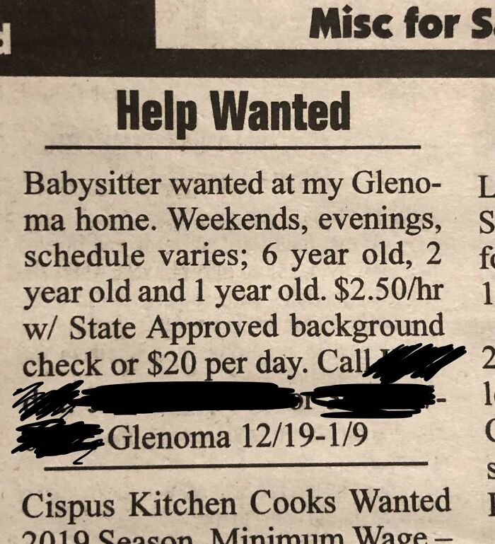 Babysitter Needed: 3 Kids, $2.50/Hour