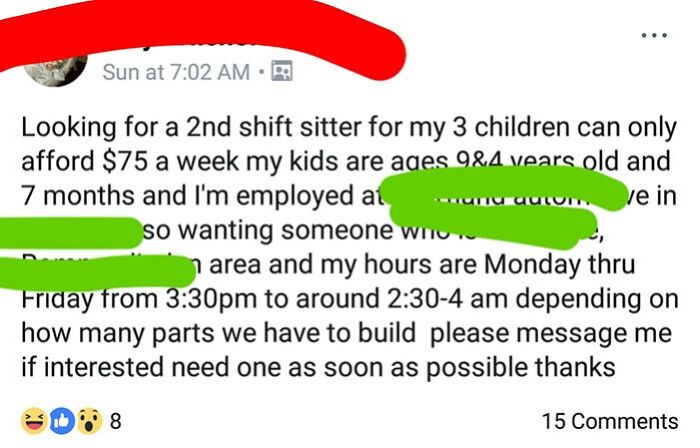 Seeking Private Nanny To Work About 60 Hours A Week For About A Dollar An Hour